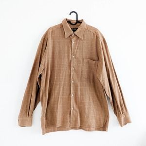 Ermenegildo Zegna Men's Tan Cotton Collared Long Sleeve Shirt Size Large